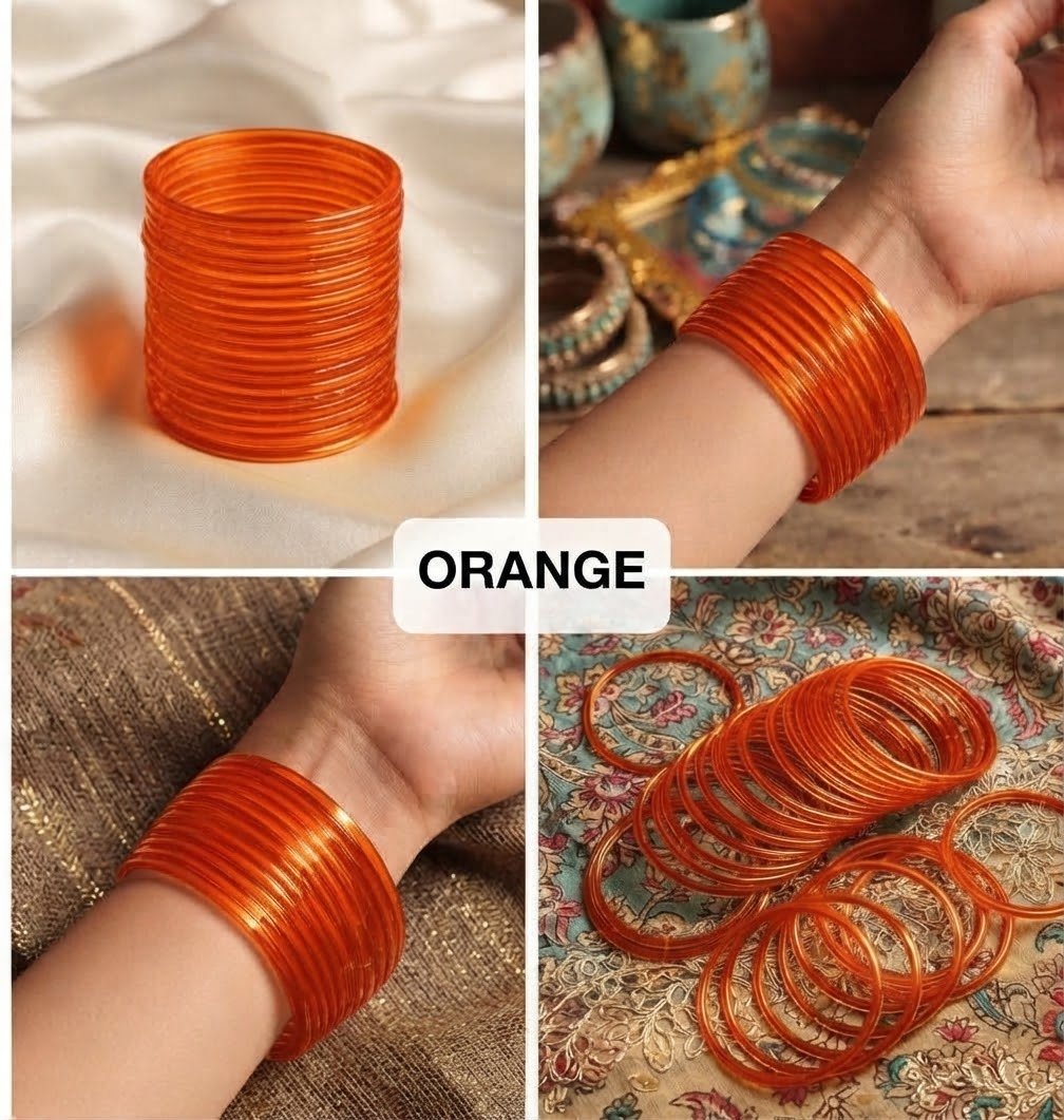 8 Pcs Trendy Glossy Jelly Glass Bangles - الصورة 2
