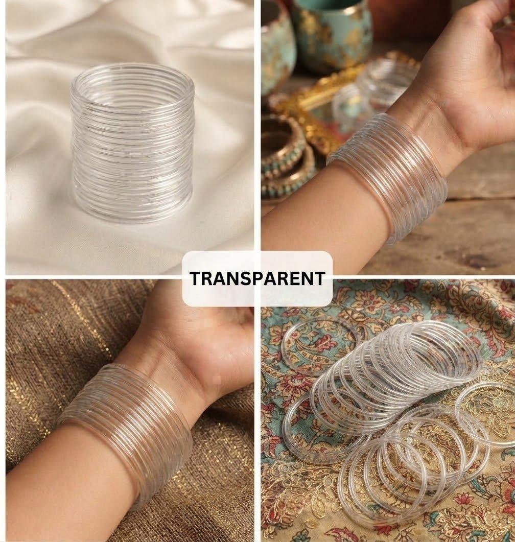 8 Pcs Trendy Glossy Jelly Glass Bangles - الصورة 4