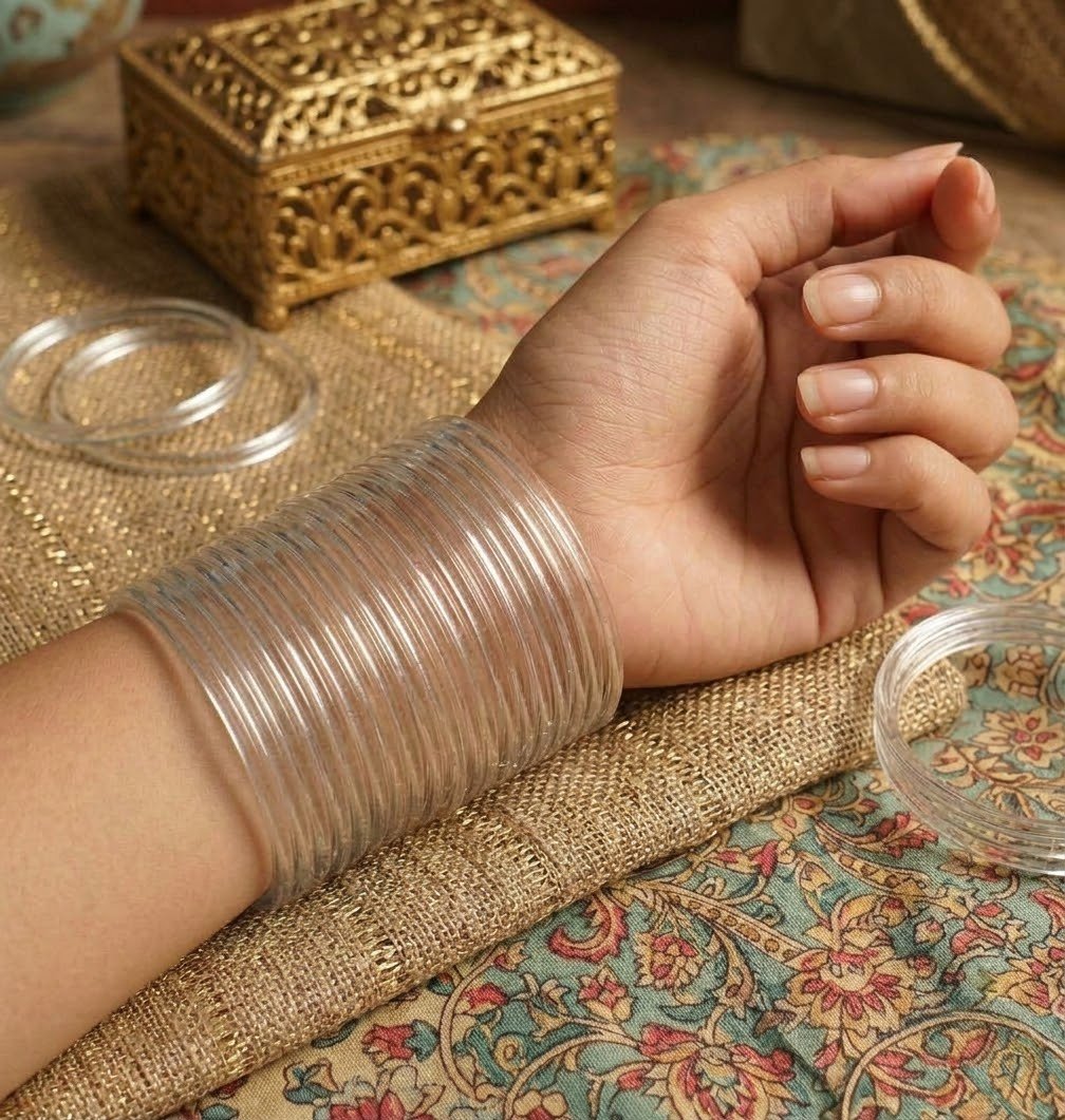 8 Pcs Trendy Glossy Jelly Glass Bangles - الصورة 5