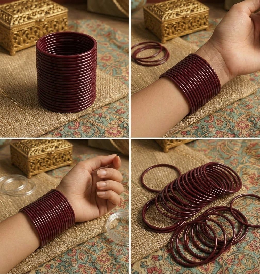 8 Pcs Trendy Glossy Jelly Glass Bangles - الصورة 5