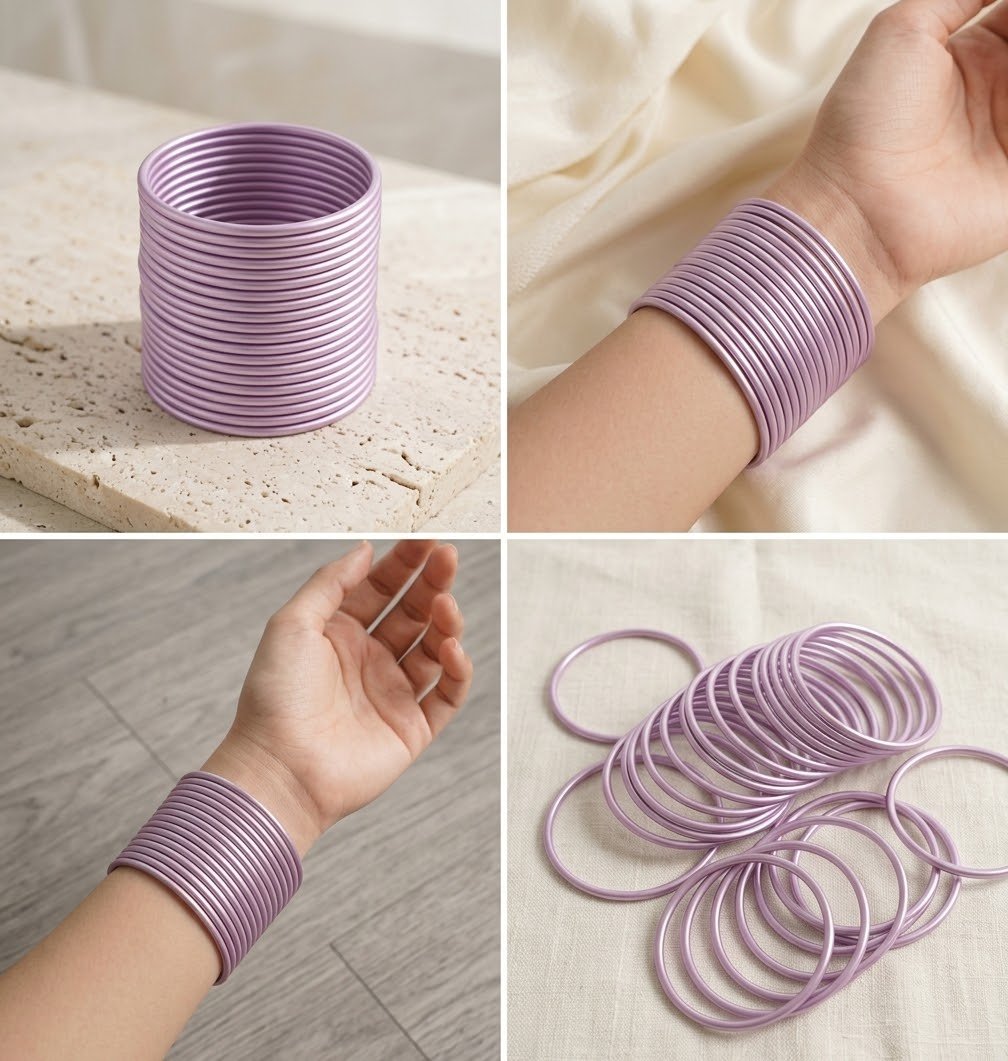 8 Pcs Trendy Glossy Jelly Glass Bangles - الصورة 2