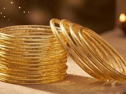 8 Pcs Trendy Glossy Jelly Glass Bangles - الصورة 2