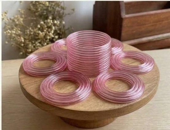 8 Pcs Trendy Glossy Jelly Glass Bangles - Image 2