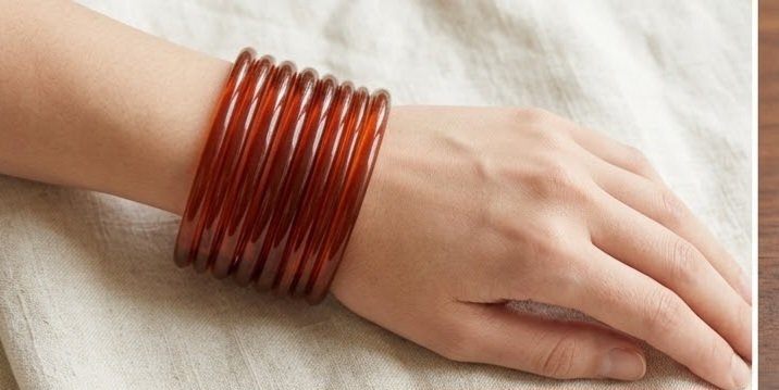 8 Pcs Trendy Glossy Jelly Glass Bangles - الصورة 5
