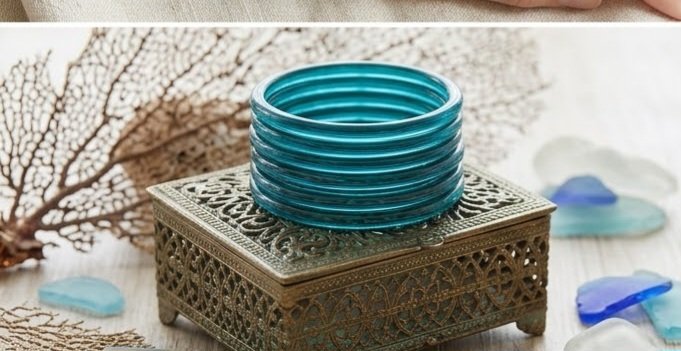8 Pcs Trendy Glossy Jelly Glass Bangles - الصورة 2