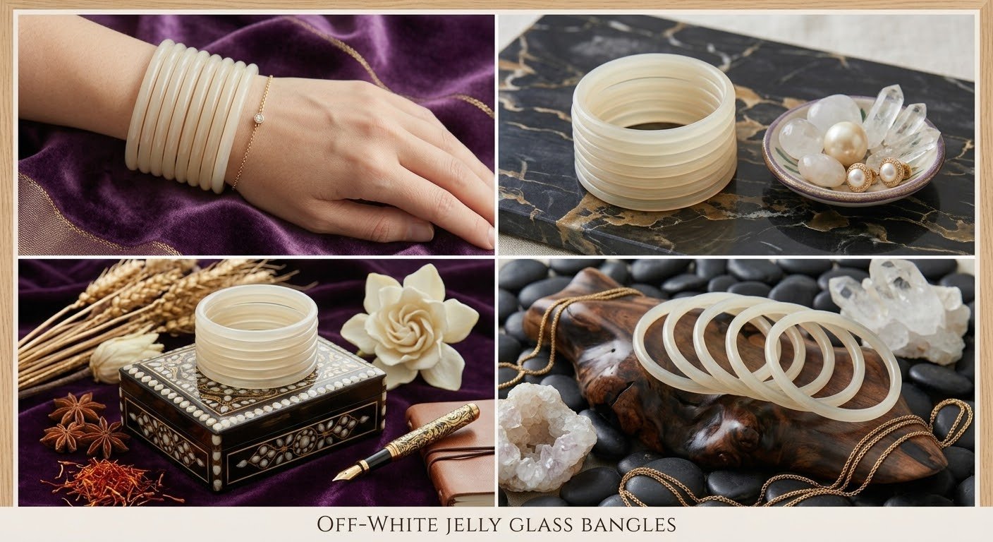 8 Pcs Trendy Glossy Jelly Glass Bangles - Image 3