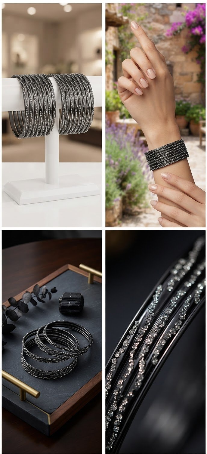 Indian stone Bangles 8pcs - الصورة 4