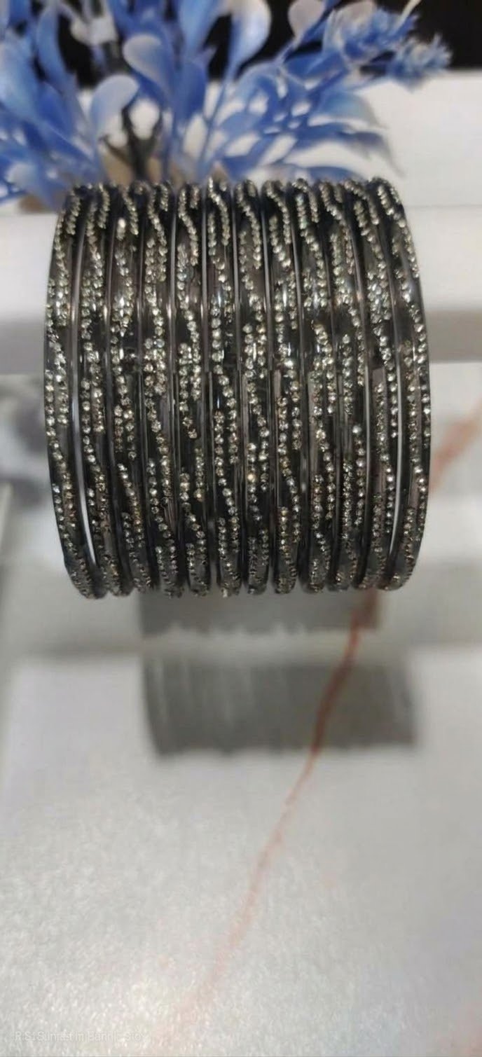 Indian stone Bangles 8pcs - الصورة 2