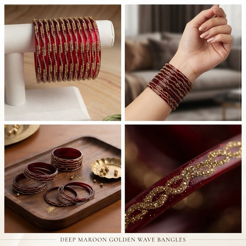 Indian stone Bangles 8pcs - الصورة 5