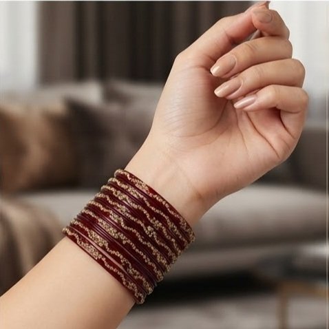Indian stone Bangles 8pcs - الصورة 3