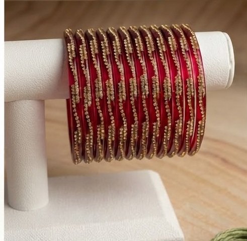 Indian stone Bangles 8pcs - الصورة 4