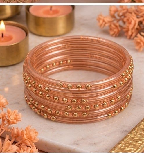 Dotted glass bangles 8pcs