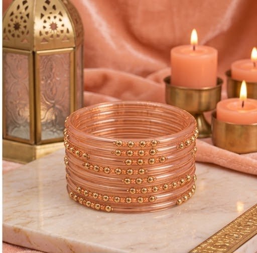 Dotted glass bangles 8pcs - Image 2