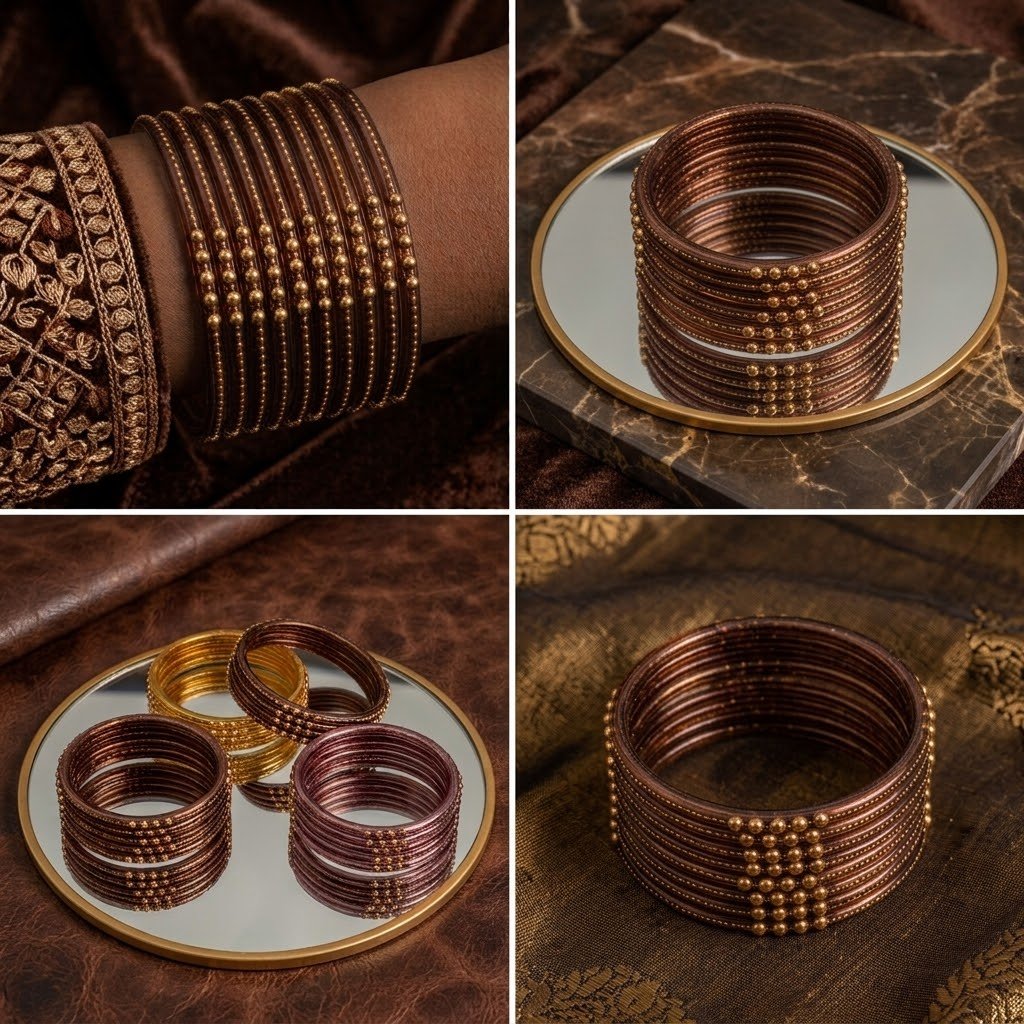 Dotted glass bangles 8pcs - الصورة 3