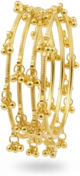 Kashmiri Traditional Bangles Set for Women | Gold Plated/Silver Plated Handcrafted Ghungroo Bangles | Ethnic Bridal Festive Jewellery | Pack of 4