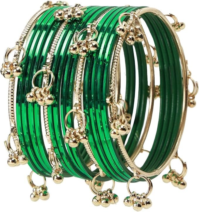 Women Kashmiri Bangles Bracelet Set Boho Oxidized Bracelet Glossy Metal Bangle Set Fashion Statement Wedding Bridal Jewelry for Women (16 Pcs) - Image 2