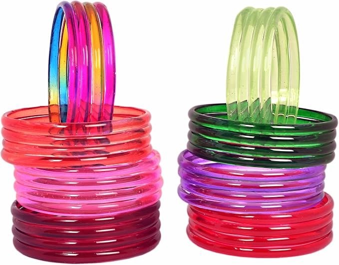 Glass Bangles/Kadas for Women |Smooth finish Kadas | Red,Green,Mehrun,Pink, Purple Multicolor Colors |Bangles for women Size: 2.4, 2.6 & 2.8 (32 Pcs)