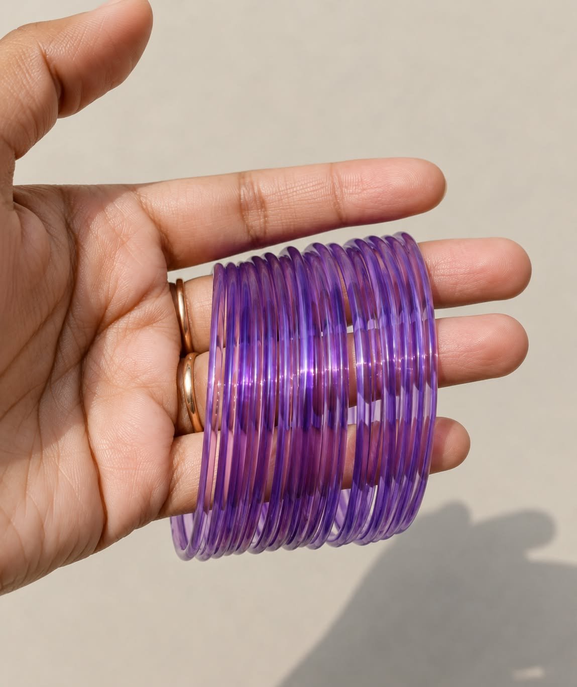 8 Pcs Trendy Glossy Jelly Glass Bangles - الصورة 3
