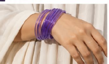 8 Pcs Trendy Glossy Jelly Glass Bangles - الصورة 2