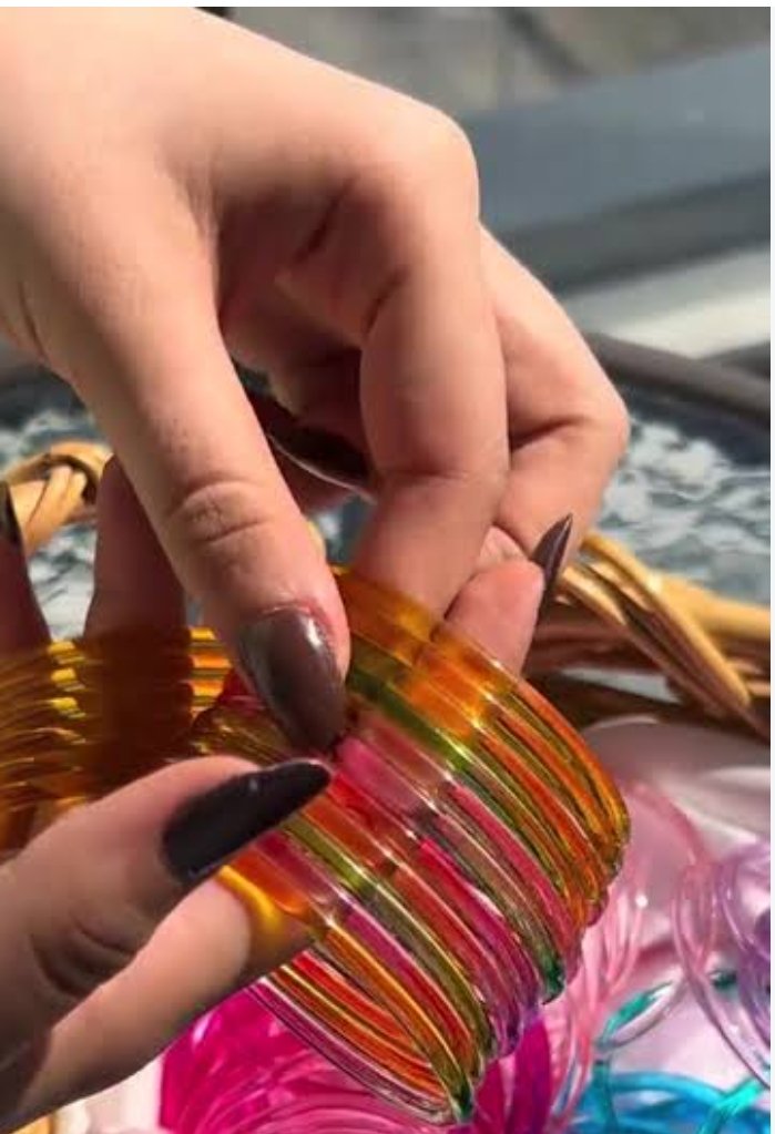 8 Pcs Trendy Glossy Jelly Glass Bangles - الصورة 2