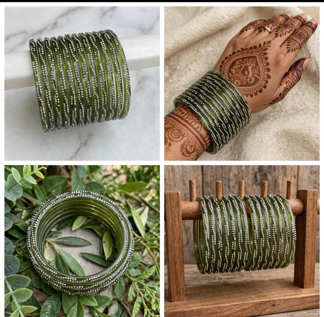 Indian stone Bangles 8pcs - الصورة 4