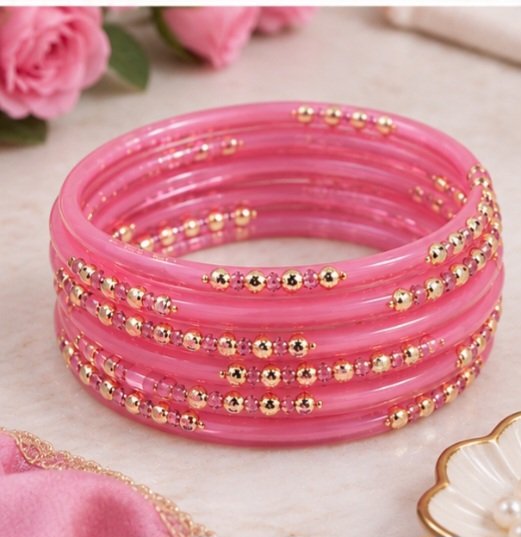 Dotted glass bangles 8pcs - Image 3