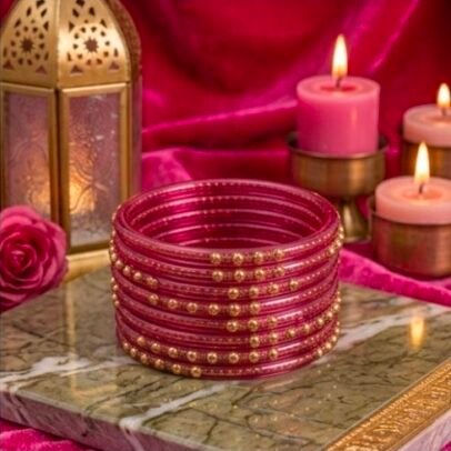 Dotted glass bangles 8pcs