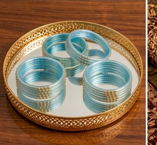 Dotted glass bangles 8pcs - الصورة 3