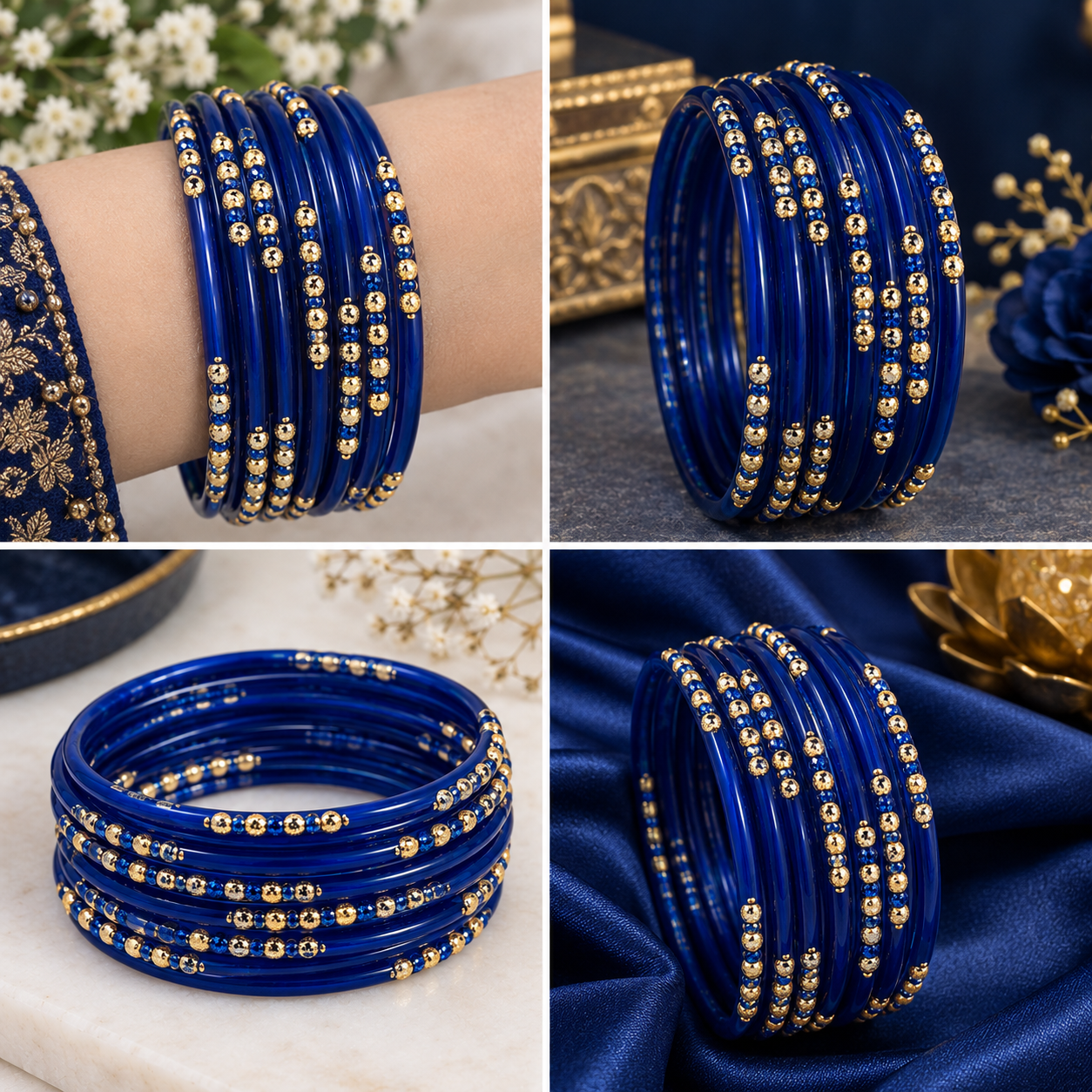 Dotted glass bangles 8pcs - Image 4